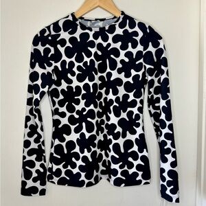 Marimekko for Target Girls Black Daisy Swim Rash Guard X Small Youth UPF 50 NWT